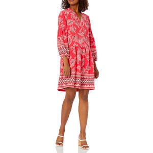 Vince Camuto Dress pebble crepe long sleeve floral print button down 10